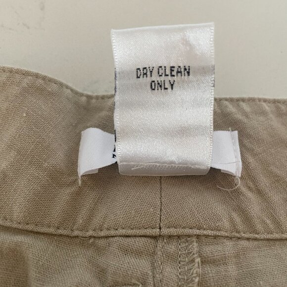 Barneys New York Cuffed Linen Shorts in Tan, Back Button Pockets, Size‎ L, NWOT - Picture 4 of 4
